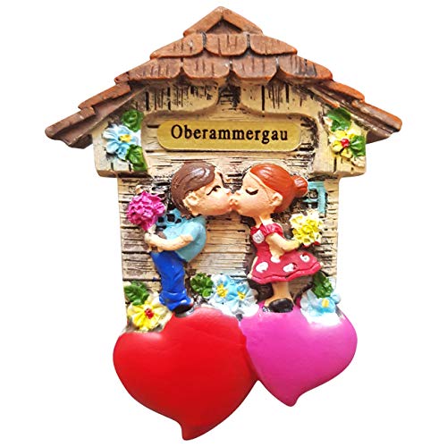 Magnet Herz Polyresin Kühlschrank Kuss 3D Paar - Oberammergau von Ciffre