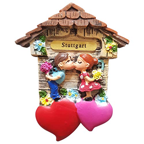 Magnet Herz Polyresin Kühlschrank Kuss 3D Paar - Stuttgart von Ciffre