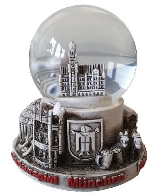 Schneekugel München Marienplatz | grau klein Antiklook von Ciffre