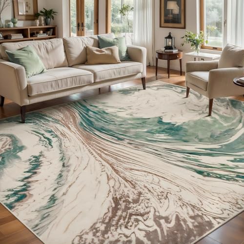 Ciicool Abstrakter Wirbel-Teppich für den Innenbereich, 12,7 x 17,8 cm, waschbar, moderner weicher Überwurf, Eingangsteppich mit rutschfester Unterseite, für Schlafzimmer, Wohnzimmer, Eingang, Küche von Ciicool