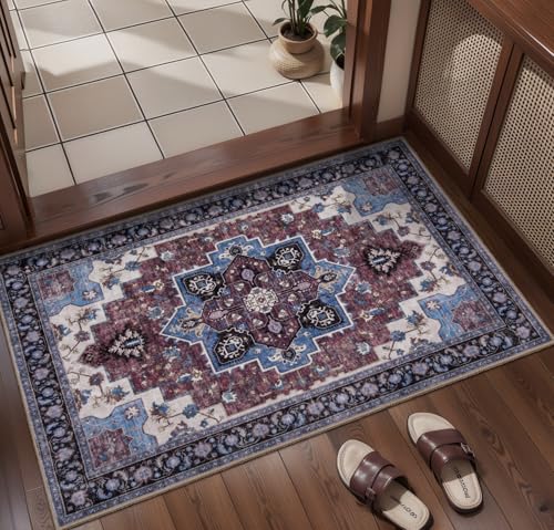 Ciicool Waschbarer Vintage-Teppich, kleiner Boho-Teppich, ultraweiche Teppiche für den Eingangsbereich, rutschfest, orientalisch, niedriger Flor, für den Innenbereich, Schlafzimmer, Küche, Badezimmer Ciicool Waschbarer Vintage-Teppich, kleiner Boho-Teppich, ultraweiche Teppiche für den Eingangsbereich, rutschfest, orientalisch, niedriger Flor, für den Innenbereich, Schlafzimmer, Küche, Badezimmer von Ciicool