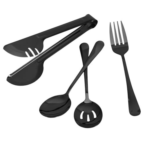 Ciieeo 1 Satz Besteck Geformt Unser Utensil Servierlöffel Zur Portionskontrolle Geschlitzt Buffets Büfett Geschirr Aus Edelstahl Löffel Servieren Schwarz Rostfreier Stahl von Ciieeo