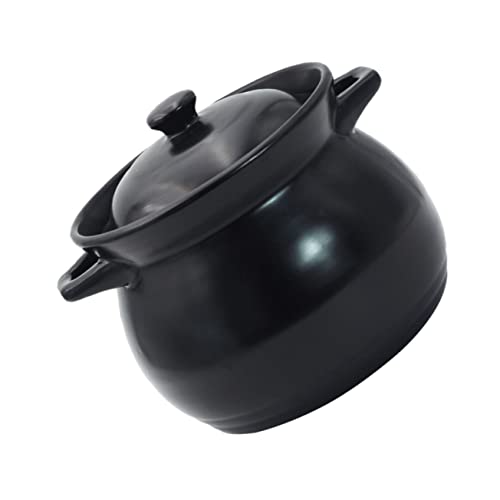 Ciieeo 1 Stück Hochtemperatur Geschmorter Topf Multifunktionale Casserole für Reis Eintöpfe und Suppen Schwarz für Gasherd Mikrowelle Backofen von Ciieeo