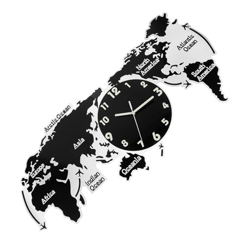 Ciieeo 1 X Wanduhr Digitaluhr Ästhetische Raumdekoration Weltkarte Stumm Wandlampe Heimuhr Dekoration Nachtlicht Uhr Weltkarte Dekoration Uhr Große Alte Weltkartenuhr von Ciieeo