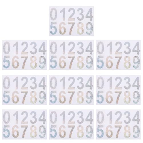 Ciieeo 10 Sets reflektierende wasserdichte Nummernaufkleber, selbstklebende Etiketten für Briefkästen im Außenbereich, digitale Aufkleber für Hausnummern und Garage Ciieeo 10 Sets reflektierende wasserdichte Nummernaufkleber, selbstklebende Etiketten für Briefkästen im Außenbereich, digitale Aufkleber für Hausnummern und Garage von Ciieeo