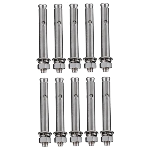 Ciieeo 10 Stück Teiliges Edelstahl Expansionsschrauben mit Sechskantmuttern und Unterlegscheiben Korrosionsbeständige Außendübel für Massivbau und Mauerwerk Einfache Montage Langlebig von Ciieeo