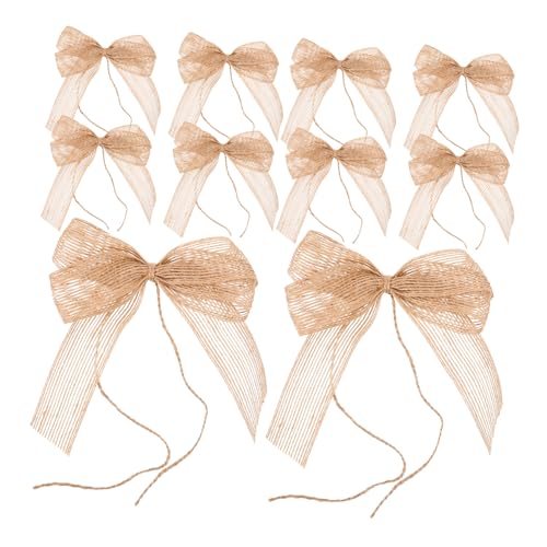 Ciieeo 10 Stück Teiliges Handgefertigte Dekorative Schleifen aus Jutestoff Leichte DIY Weihnachtsbaumschmuck Schleifen für Kränze Geschenke Fenster und Türdekoration Wiederverwendbar und von Ciieeo