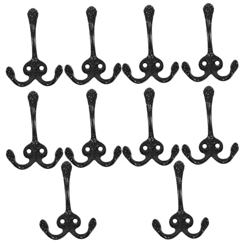 Ciieeo 10 Stück Teiliges Robuste Wandhaken aus Gusseisen mit Schrauben Antik braune Vintage Garderobenhaken zur Wandmontage Vielseitig für Mäntel Handtücher Taschen Einfache Installation von Ciieeo