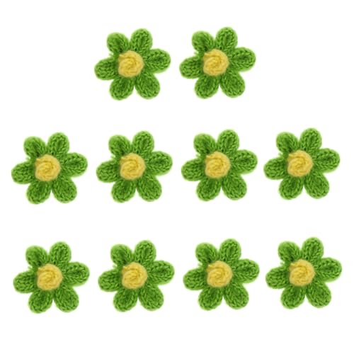 Ciieeo 10 Stück Teiliges Wollgarn Blütenhandwerk DIY Blütenaufnäher für Haar Kleidungszubehör Bastelmaterial in Fruchtgrün von Ciieeo
