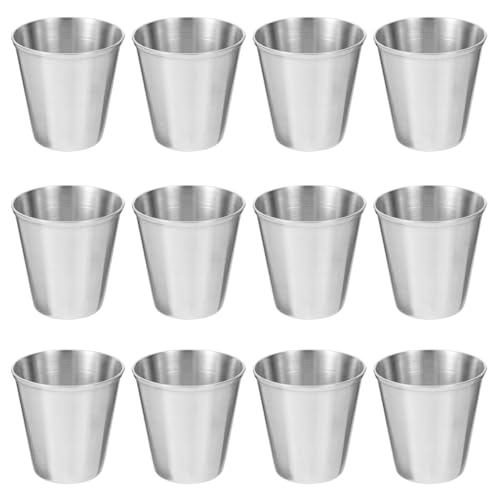 Ciieeo 12 Stück Edelstahl-Schnapsbecher Rund Edelstahl Soßenbecher Metall Schnapsglas Für Zuhause Restaurant (30 Ml) von Ciieeo