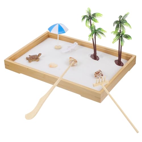 Ciieeo Strand-Zen-Garten-dekor Sandschale Miniatur-Strand-Zen-Garten Schreibtisch-sandkasten Zur Dekoration Miniaturlandschaft Gartenzubehör DIY-Ornamente von Ciieeo