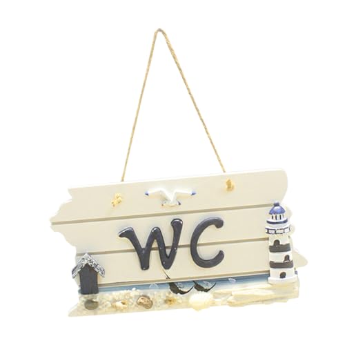 Ciieeo 1Stück Mediterrane Holz Wanddekoration für Wc Kreative Toilettenschilder mit Leuchtturm Design Stilvolle Wandbehangplatte für Badezimmer Hochwertiges Hölzernes Wc Schild von Ciieeo