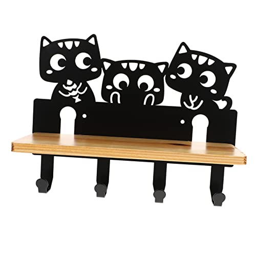 Ciieeo 1Stück Wandmontiertes Katzen Design Regal mit Haken Kreatives Wandlager Rack für Zuhause Robustes und Stilvolles Aufbewahrungssystem für Ordnung von Ciieeo