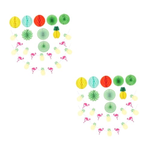 Ciieeo 2 Sätze Hawaiianisches Partydekorationsset Teilig mit Flamingo und Ananas Papierblumen Tropische Tischdeko für Geburtstags und Sommerfeiern Langlebige Partyaccessoires für von Ciieeo