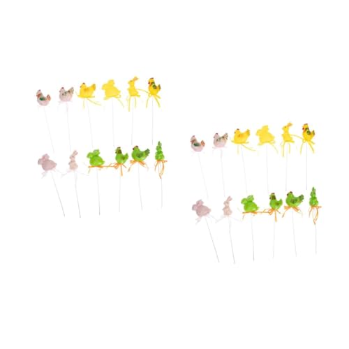 Ciieeo 2 Sätze Osterstecklinge Anlage Gras Figur Festival-Party- Dekorative Stecklinge Glyzinien Fallen Einmachgläser Dekoration Ostern Tierdekor Plastik Colorful 12 Stücke * 2 von Ciieeo