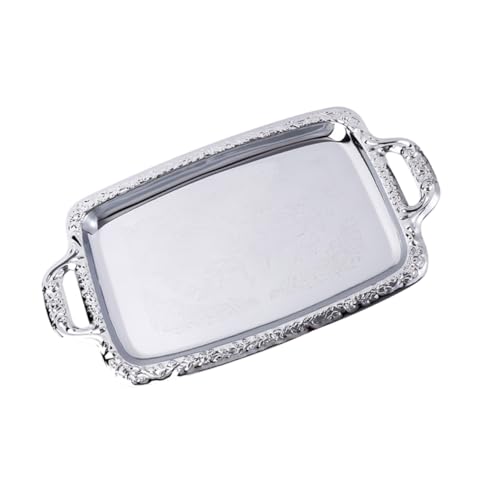 Ciieeo 2 Stck. Metall Serviertablett Vintage Stil Esszimmer Tablett für Frühstück Kuchen Getränke Vielseitiges Küchen und Wohnzimmer Deko Tablett Langlebiges Stilvolles Servierbrett von Ciieeo