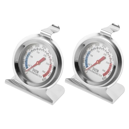 Ciieeo 2 Stück Edelstahl Ofenthermometer Backofenthermometer mit Doppel-Messbereich Hitzebeständig Präzise Temperaturanzeige für Küche Grill Backofen Zuverlässiges Koch Grillzubehör von Ciieeo