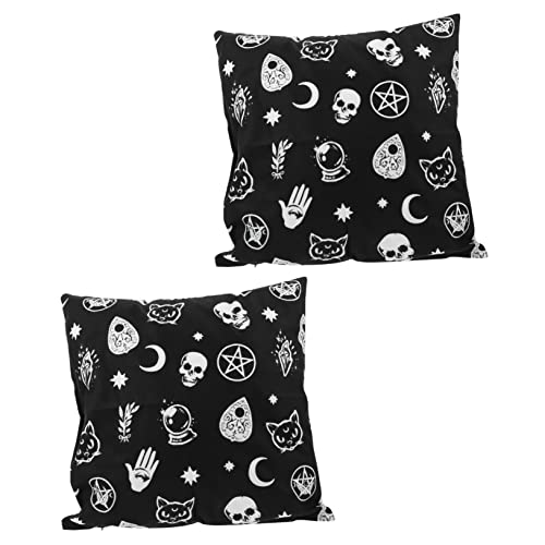 Ciieeo 2 Stück Halloween Dekoratives Kissenbezug Set Teilig mit Kreativem Schädel und Weicher Haushalts Pillowcase für Sofa Bett Büro Auto Stilvolle Herbst Deko für Halloween Zimmer von Ciieeo