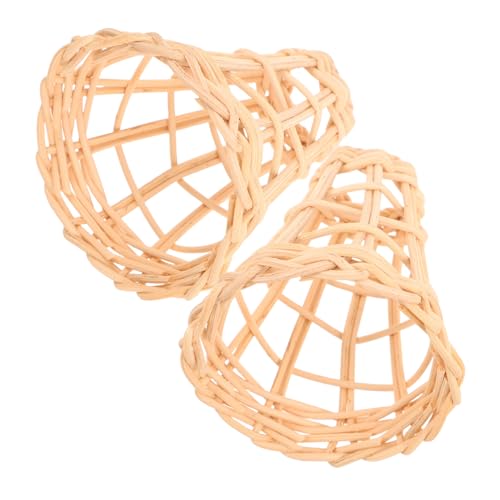 Ciieeo 2 Stück Handgewebter Rattan Lampenschirm Kronleuchter und Tischlampen Boho Pendellampe Dekorativer Kleiner Lampenschirm für Wohn Arbeitszimmer von Ciieeo