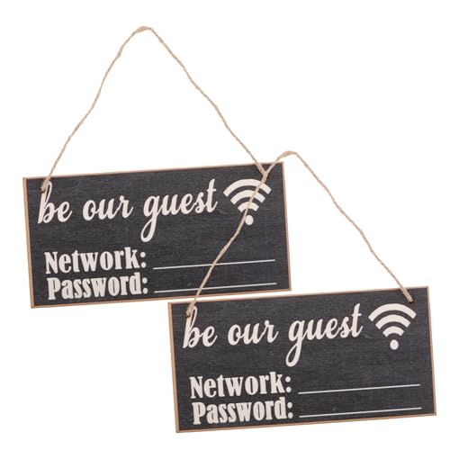 Ciieeo 2stücke WLAN-passwortschild Holztafel-Stil WLAN-Schild Türhänger Für Zuhause Büro Gästezimmer Wiederverwendbar Stilvoll von Ciieeo