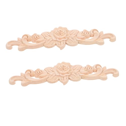 Ciieeo 2 Stück Holzapplikationen Teilig Geschnitzte Rosenornamente aus Langlebigem Holz für Möbel Wanddekoration DIY Möbelverzierung Schränke Kommoden Mantels von Ciieeo