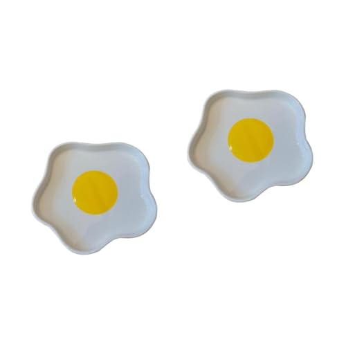 Ciieeo 2 Stück Japanischer Frühstücksteller mit Poached Egg Handgefertigter Keramikteller für Desserts und Zuhause und Partys von Ciieeo