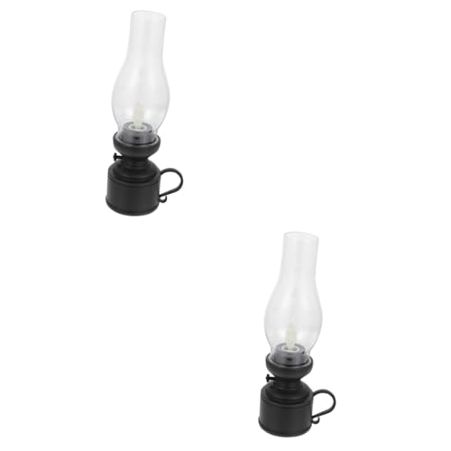 Ciieeo 2 Stück LED Petroleumlampe Dekorationslampen Polsterkerze LED Dekorhalter Schreibtischlampe LED Traglampe LED Lampenlichter Dekorative LED Öllampe Laterne Zuhause von Ciieeo