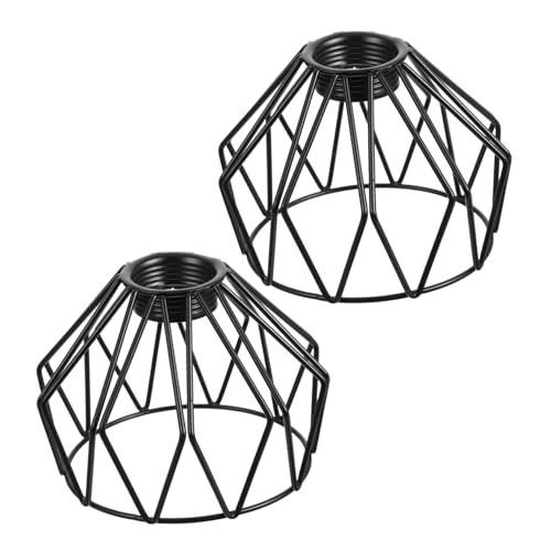 Ciieeo 2 Stück Metall Käfig Lampenschirme Vintage Industrie Vogelkäfig Design Stabile Schwarze Drahtkonstruktion Einfache Montage Hängelampe Ersatz für Wohnzimmer Schlafzimmer Essbereich von Ciieeo