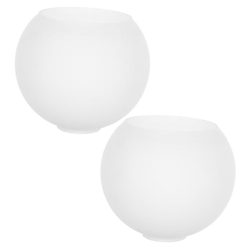 Ciieeo 2 Stück Milchglas Lampenschirme Fassung Runde Weiße Glas Lampenschirme Ersatz für Tischlampen Decken Pendelleuchten Lampenabdeckung mit Weicher Lichtstreuung von Ciieeo