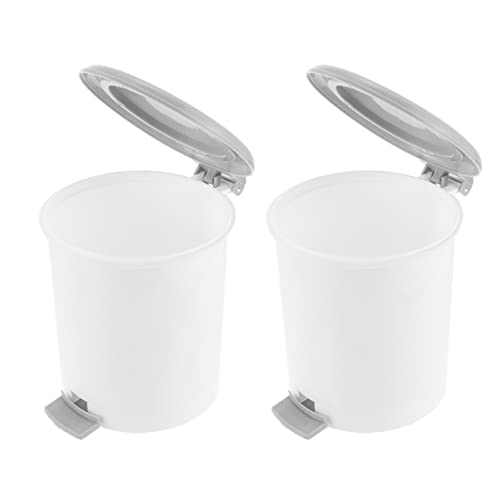 Ciieeo 2 Stück Mini Mülleimer Kompakte Desktop Abfallbehälter mit Deckel für Büro und Zuhause Vielseitige Verwendung als Abfall und Aufbewahrungsbehälter Weiß Design von Ciieeo