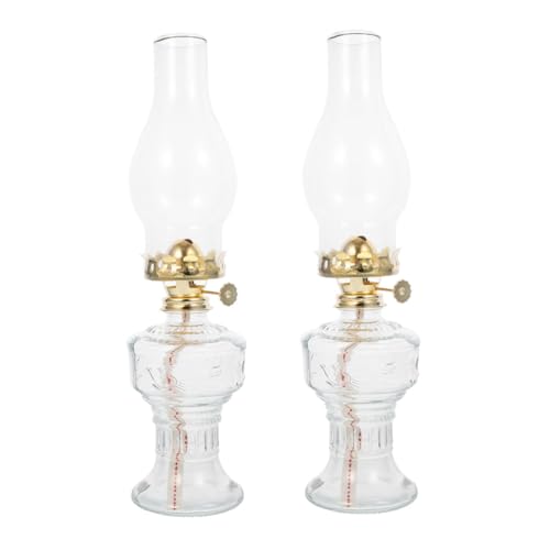 Ciieeo 2 Stück Petroleumlampe Aus Glas Drinnen Öl Innen Dekorativ Retro-öllampe Petroleumlampen Öllaterne Alte Öllampen Alte Lampe Desktop-Ornament Retro-petroleumlampe Butterlampe Eisen von Ciieeo