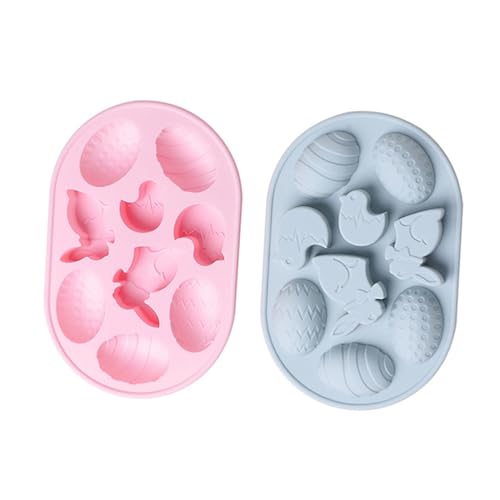 Ciieeo 2 Stück Silikon Backform Ostern Eier und Hase Hohe Temperaturbeständigkeit Leicht und Kompakt für Kuchen Fondant Vielseitige DIY Backformen Geschenkidee von Ciieeo