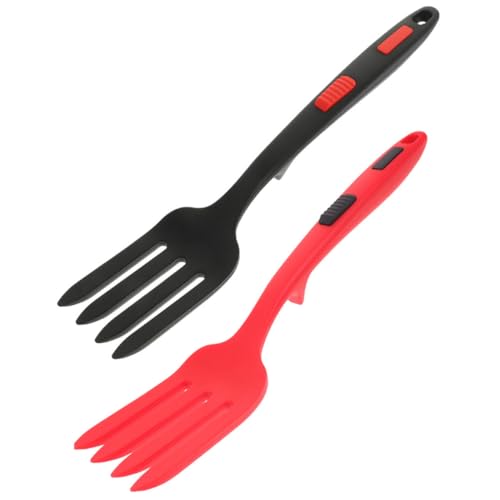 Ciieeo 2 Stück Teiliges Silikon gabel Ergonomisch Verschleißfest Geruchsneutral Vielseitige Haushalt gabeln Hitzebeständig Komfortabel für Salate und Pasta Küchenhelfer in Schwarz und von Ciieeo