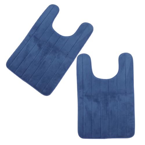 Ciieeo 2 Stück U-förmige Badvorleger aus Fleece Waschbar Wasserabsorbierend Konturierte rutschfeste Badematte für Badezimmer Geeignet für Senioren von Ciieeo