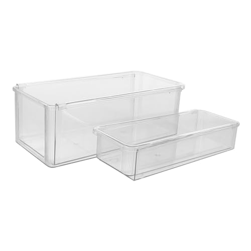 Ciieeo 2 Stück Verstellbare Organizer aus Klarem Kunststoff Ausziehbare Aufbewahrungsboxen mit Schiebefunktion Vielseitig für Kosmetik Küchenutensilien und Büro Langlebig Flexibel von Ciieeo