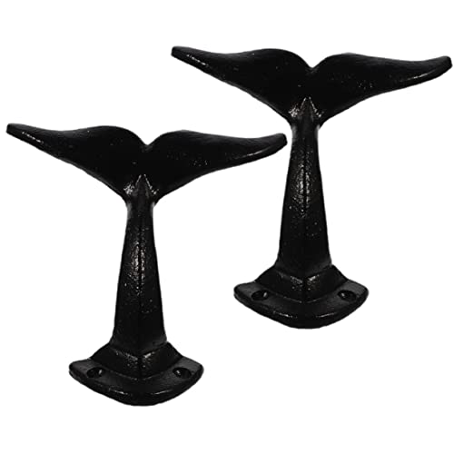 Ciieeo 2 Stücke Whale Tail Wandhaken aus Gusseisen Vintage Dekoration für Kleidung Handtücher Schlüssel Wandmontage Retro Design von Ciieeo