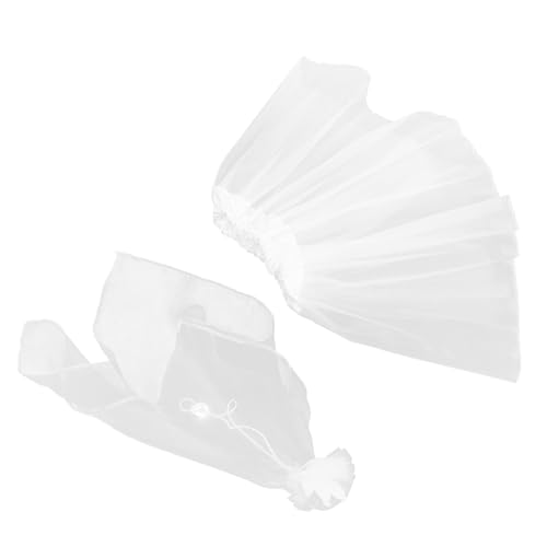 Ciieeo 2 Stück Weißes Hochzeitsparty gänsekostüm für Große Gartenfiguren Brautkleid mit Schleier Stilvolle Outdoor dekoration für Terrasse und Rasen von Ciieeo