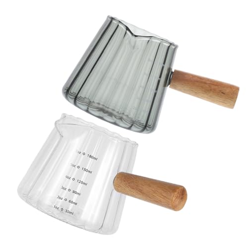 Ciieeo 2 Stück kleiner Milchbecher aus Holz Schaumbecher Kaffee Milchaufschäumbecher Milchaufschäumer Transparente Milchbecher Milchspritterbecher Espressotassen Kaffeemilchbecher Glas von Ciieeo