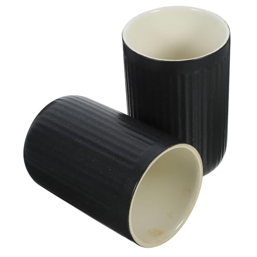 Ciieeo 2 Stücke Vintage Keramik Zahnputzbecher 300ml für Mundwasser und Zahnbürstenhalter Badezimmer Zubehör Schwarz mit Streifen Ciieeo 2 Stücke Vintage Keramik Zahnputzbecher 300ml für Mundwasser und Zahnbürstenhalter Badezimmer Zubehör Schwarz mit Streifen von Ciieeo