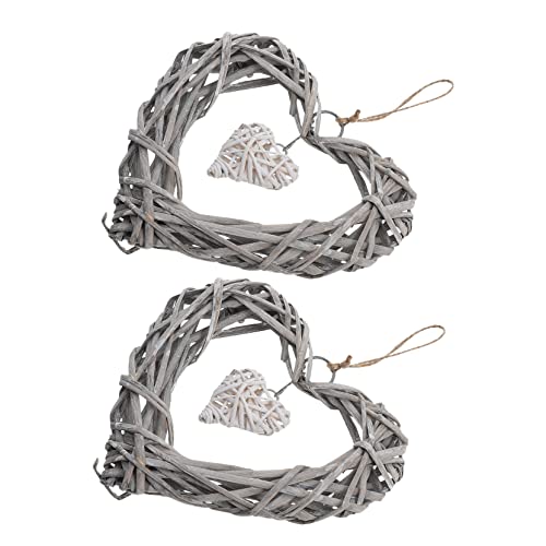 Ciieeo 2stücke Hängende Herz Dekoration Aus Wicker Ornament Für Fenster Türen Hochzeit Weihnachtsfeier Wohnkultur von Ciieeo