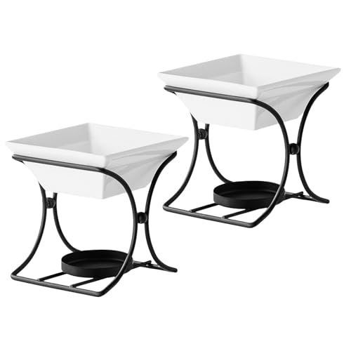 Ciieeo 2er-Set Fonduetopf – Keramik-Butterwärmer-Set, Schmelztopf, quadratisches Schüssel-Set für Käse, Schokolade, Butter, Karamell von Ciieeo