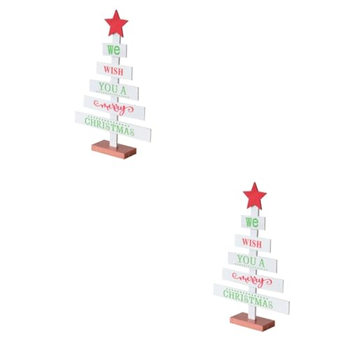 Ciieeo 2St Weihnachtsfeierdekorationen Café-Dekor Kunstdekor Ornament Weihnachtsdekorationen Tischdekorationen Weihnachtsbaum aus Holz Weihnachten schmücken Hölzern Weiß von Ciieeo