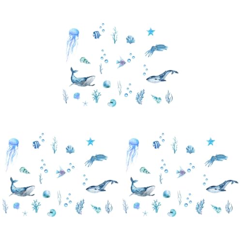 Ciieeo 3 Sätze Wandtattoos für Kinderzimmer Unterwasserwelt mit Meerestieren Selbstklebende Wandaufkleber für Bad und Schlafzimmer Material Einfach Anzubringen von Ciieeo