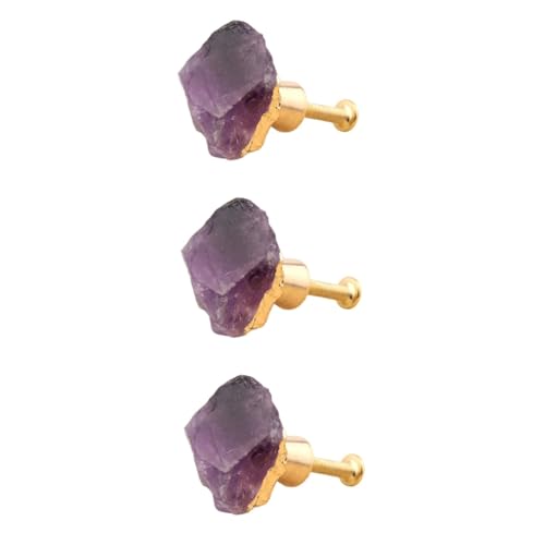 Ciieeo 3 Stück Kristall Möbelknauf Moderner Stil Eleganter Kristallknopf für Kommode Schublade Schrank Robuster Messinggriff mit Amethyst Finish Kreativer Ersatzgriff für Möbel von Ciieeo