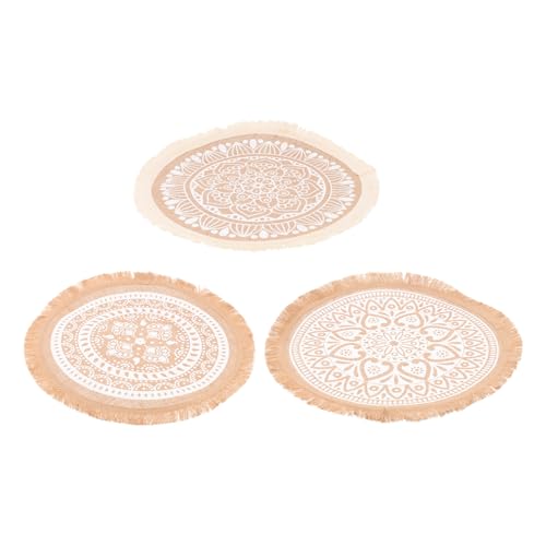 Ciieeo 3stücke Teilige Runde Makramee Tischsets Mandala Tischsets Esstisch Dekore Mit Quasten-Design Für Gemütliche Atmosphäre von Ciieeo