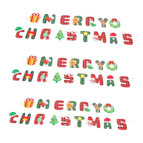 Ciieeo 3 Stück Teiliges Weihnachtsbanner Papier-wimpelkette mit Weihnachtsbaum-Motiv Vielseitige Indoor Outdoor Winter Festtagsdekoration für Zuhause Kamin Fenster und Garage von Ciieeo