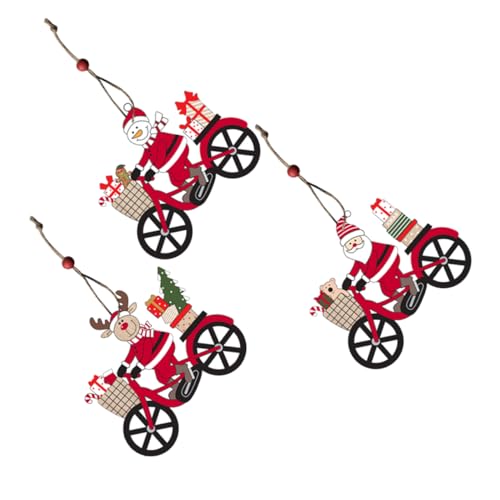 Ciieeo 3 Stück Teiliges Weihnachtsbaum Hängedekorationen aus Holz mit Fahrrad Fahrenden Figuren Handbemalt Langlebig Niedliche Weihnachtsdeko für Baum Tisch und Kamin Xmas Party von Ciieeo