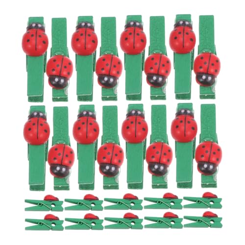 Ciieeo 30 Stück Mini Holz Foto Clips Marienkäfer Design Kleine Klammern für Fotos Memo Karten DIY Bastelprojekte Vielseitig Einsetzbar für Papier Organisation und Dekoration von Ciieeo