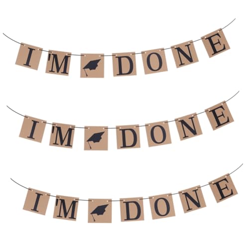 Ciieeo 3 Stücke Graduierung Dekorationen Wimpelkette Banner Ich Bin Fertig Kronen Banner Papier Ideal Für Graduierung Fotos von Ciieeo
