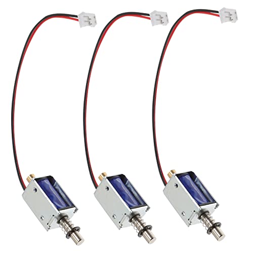 Ciieeo 3Stücke Mini Elektromagnet Push Pull Solenoid mit Offenem Rahmen für DIY Projekte Haushaltsgeräte Stromsparend Installieren von Ciieeo